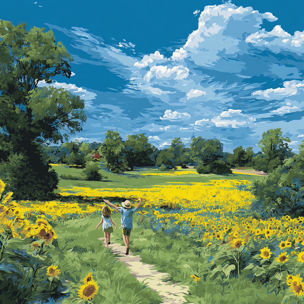 Sunflower Fields Together Number Painting