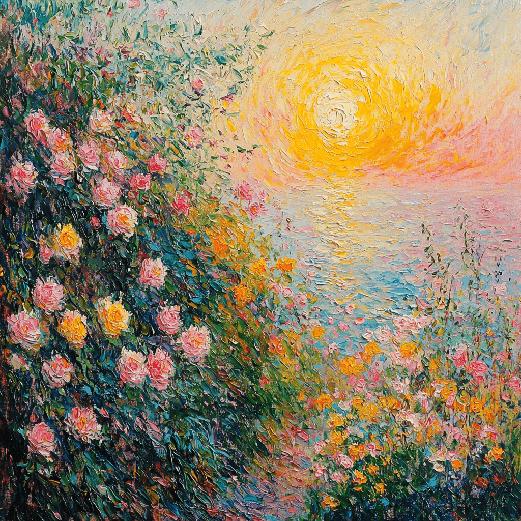 Claude Monet Inspired Sunset In Blooms Paint By Color