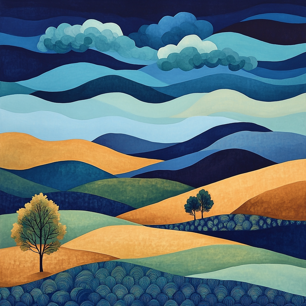 J. E. H. MacDonald Inspired Decorative Sky Over Rolling Hills Paint by numbers art