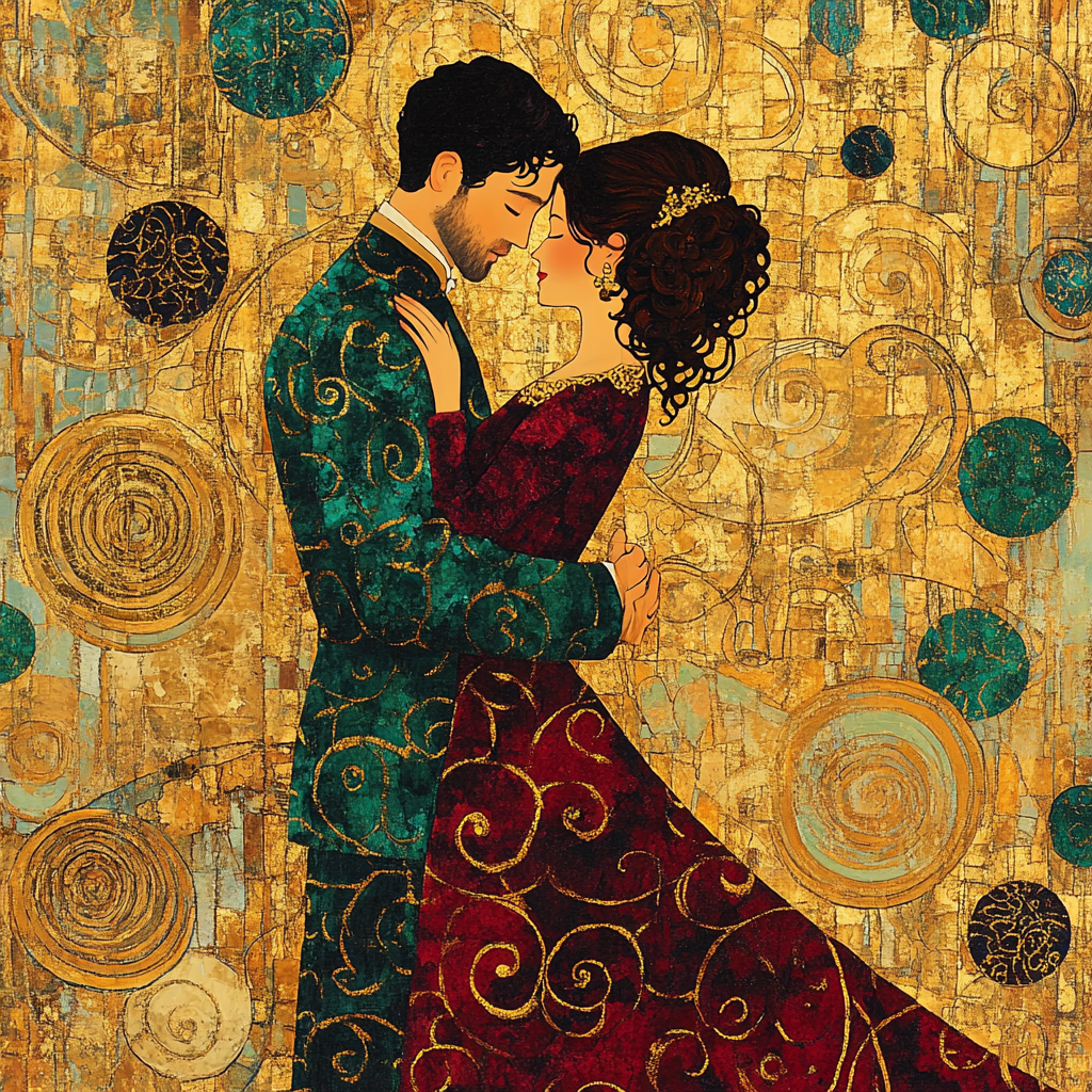 Gustav Klimt Inspired Lovers In Gold DIY paint by numbers