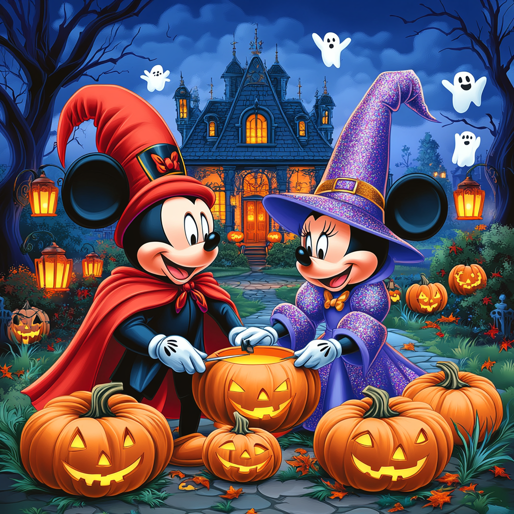 Enchanting Halloween Night With Mickey And Friends Painting by numbers kit