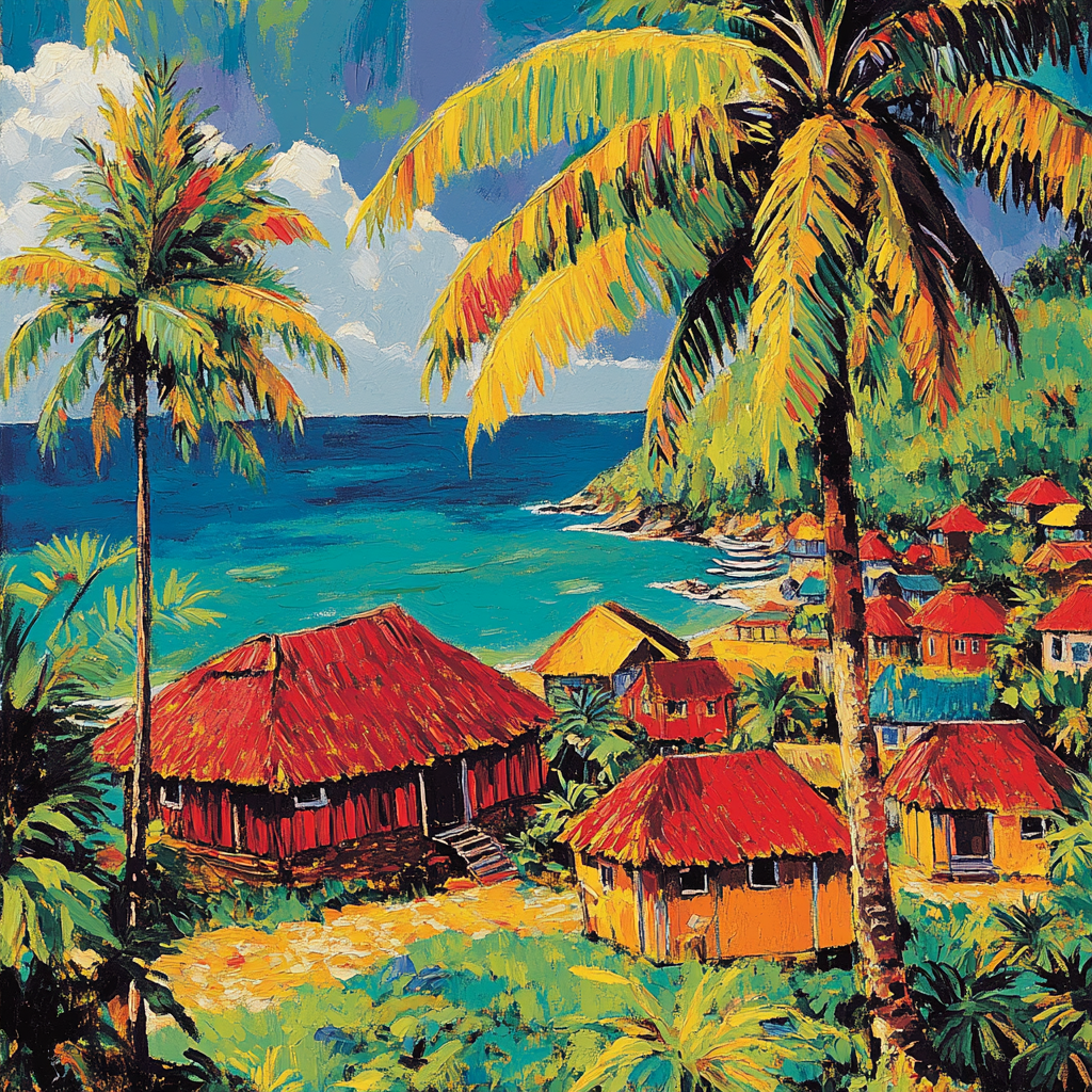 Paul Gauguin Inspired Exotic Beach Village Paint by numbers art