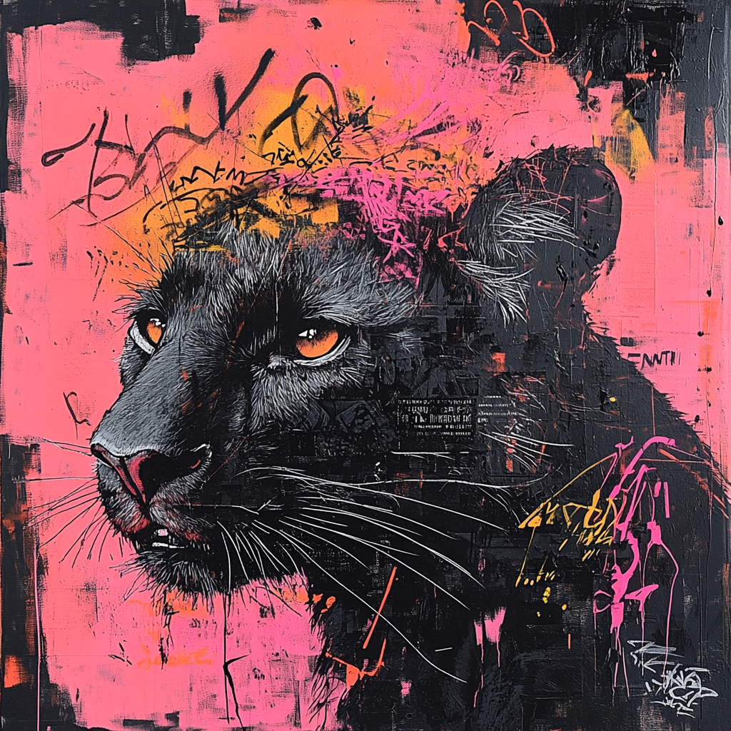 Jean-Michel Basquiat Inspired Crowned Beast Number painting