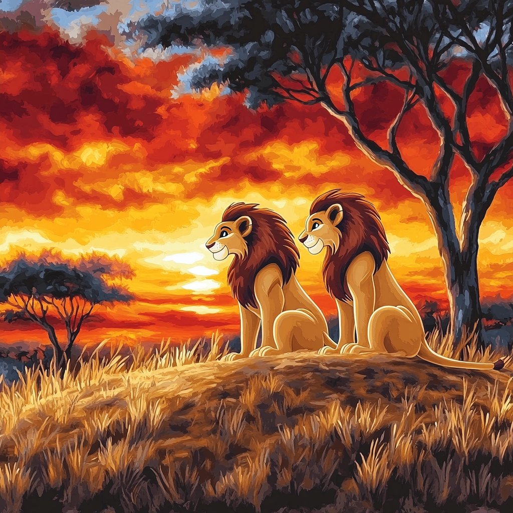 Simba And Nalas Sunset Safari Number painting