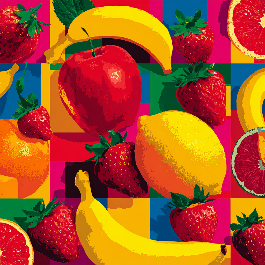 Andy Warhol Inspired Colorful Fruit Collage painting number kit