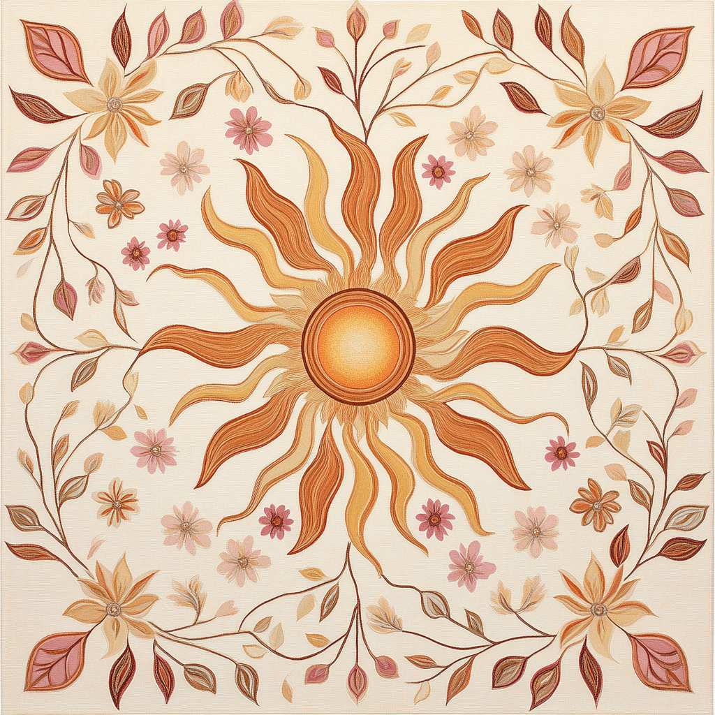 Alphonse Mucha Inspired Solar Blossom Tapestry Number painting