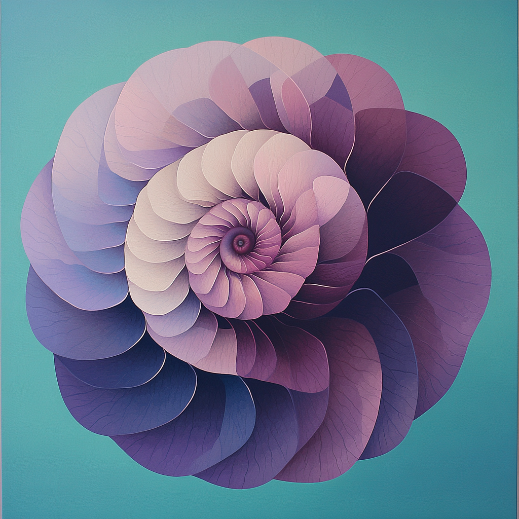 Georgia OKeeffe Inspired Violet Shell Abstraction Number painting