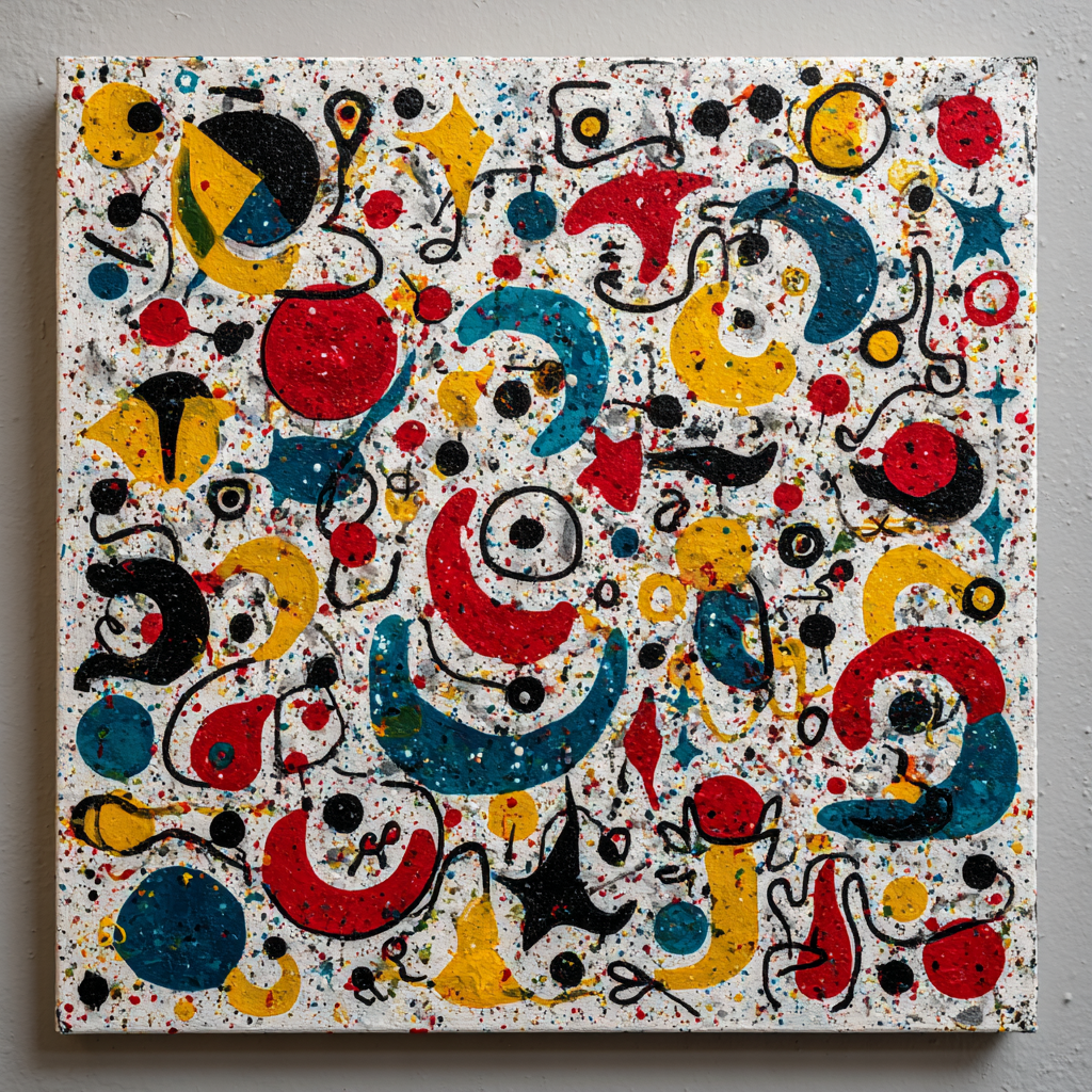 Joan Miró Inspired Celestial Dance Number painting