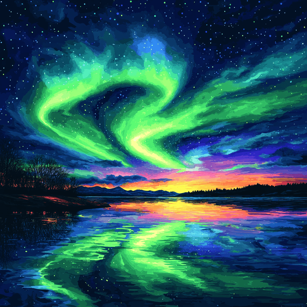 Georges Seurat Inspired Aurora Borealis Elegance Paint By Numbers Kits