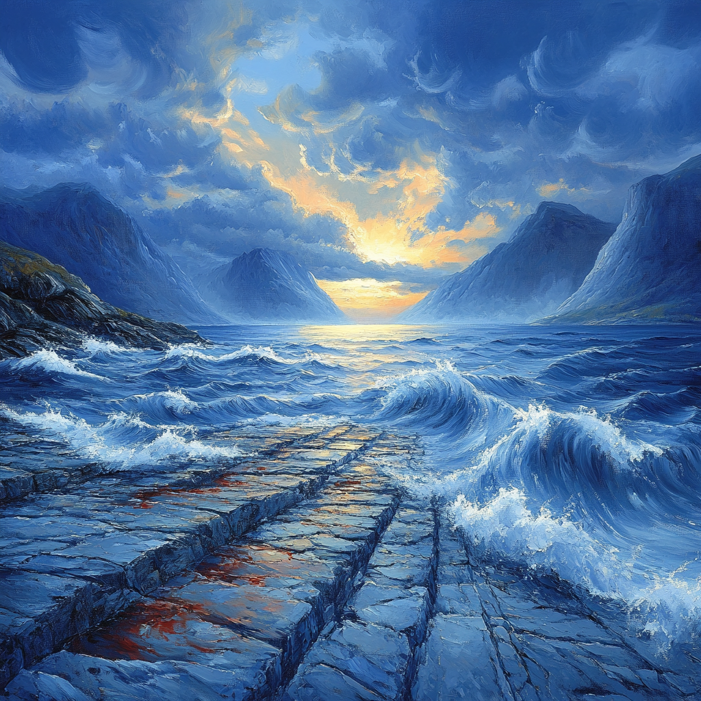 Edvard Munch Inspired Fjord Stormscape paint by color