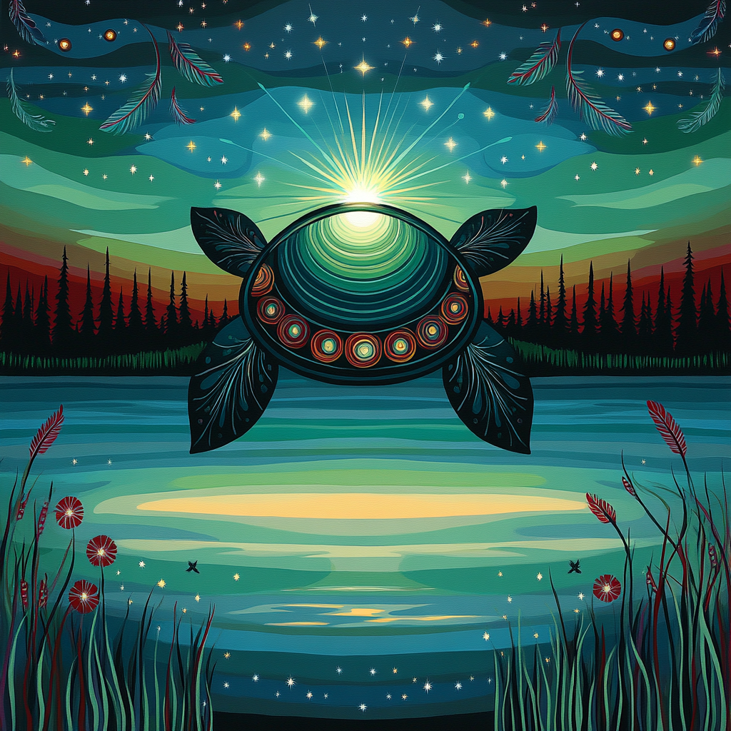 Norval Morrisseau Inspired Turtle Of The Aurora Painting by numbers kit
