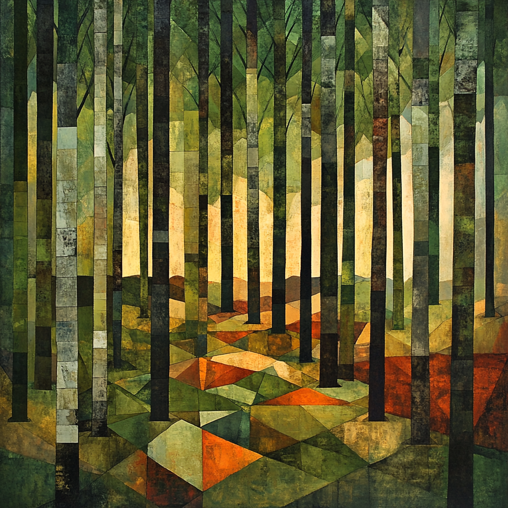 Pablo Picasso Inspired Cubist Geometric Forest Abstraction painting number kit