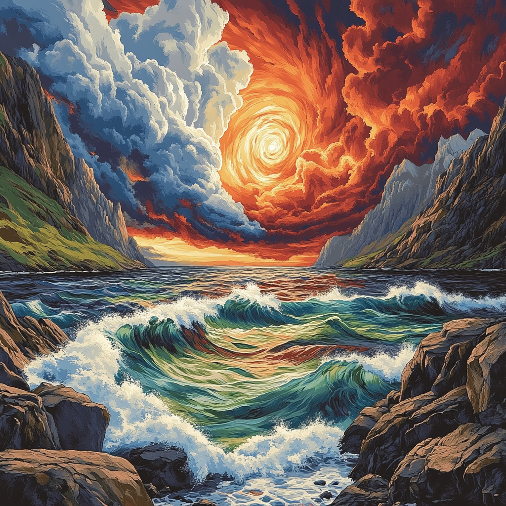 Edvard Munch Inspired Cosmic Fjord Tempest Painting by numbers kit