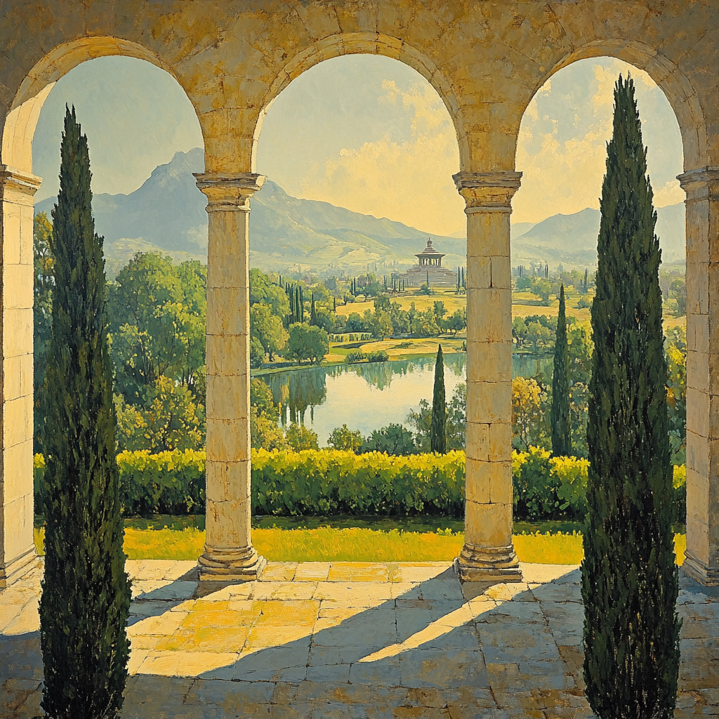 Raphael Inspired Symmetrical Cloistered Vista Number painting