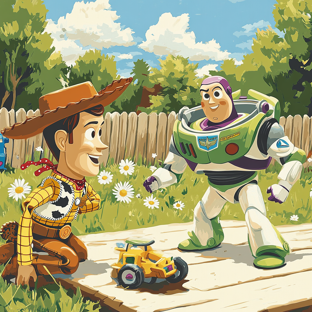 Woody And Buzz Backyard Rescue Disney Inspired Painting by numbers kit