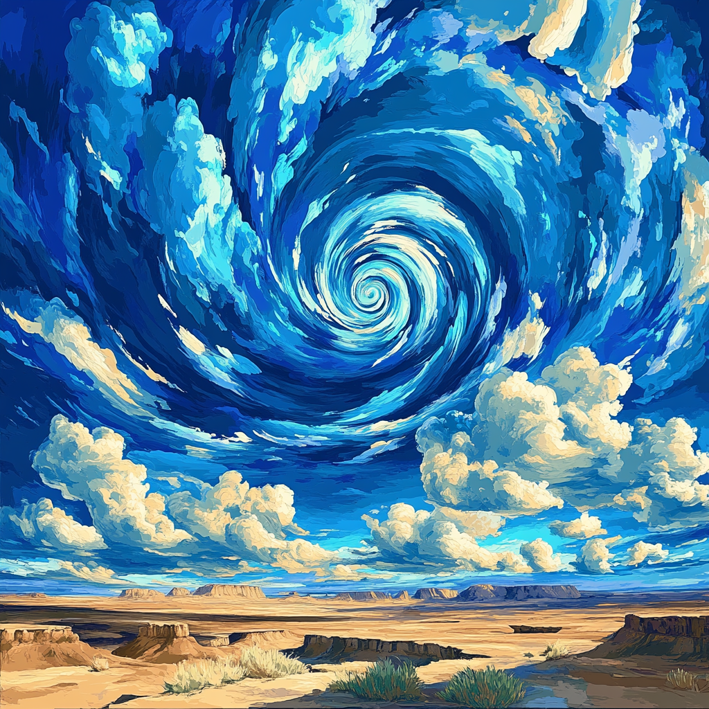 Georgia O Keeffe Inspired Cerulean Spiral Cloud Over Mesa Painting by numbers kit