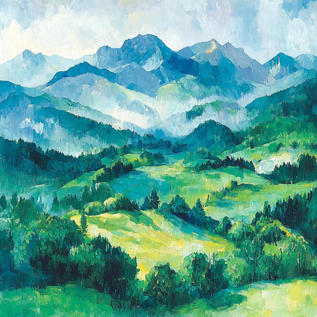 Paul Cézanne Inspired Misty Mountain Serenity Paint By Number