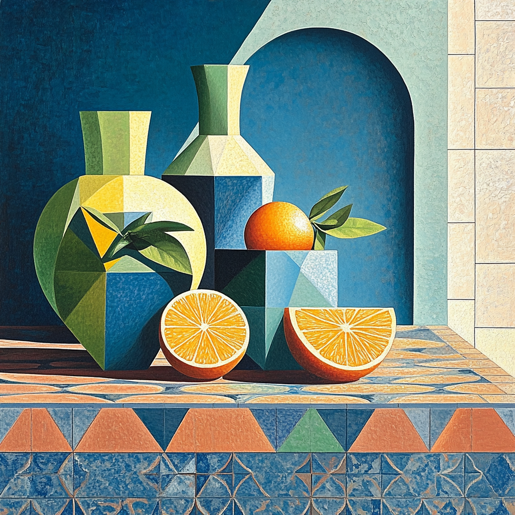 Pablo Picasso Inspired Cubist Still Life With Vases And Citrus Paint by numbers art