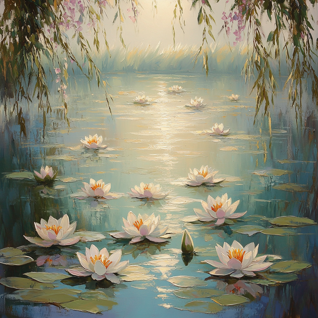 Claude Monet Inspired Water Lilies Garden paint by numbers