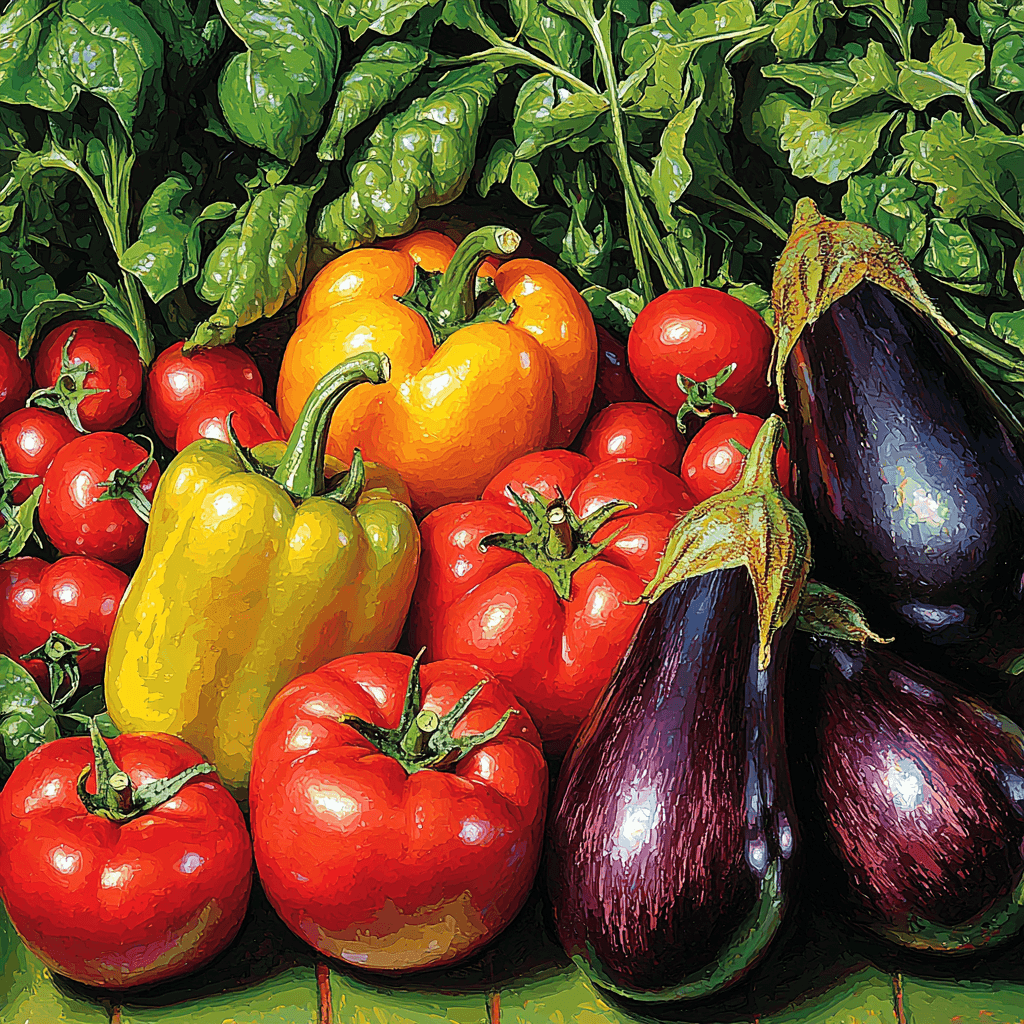 Cézanne Inspired Cheerful Vegetables Number Painting