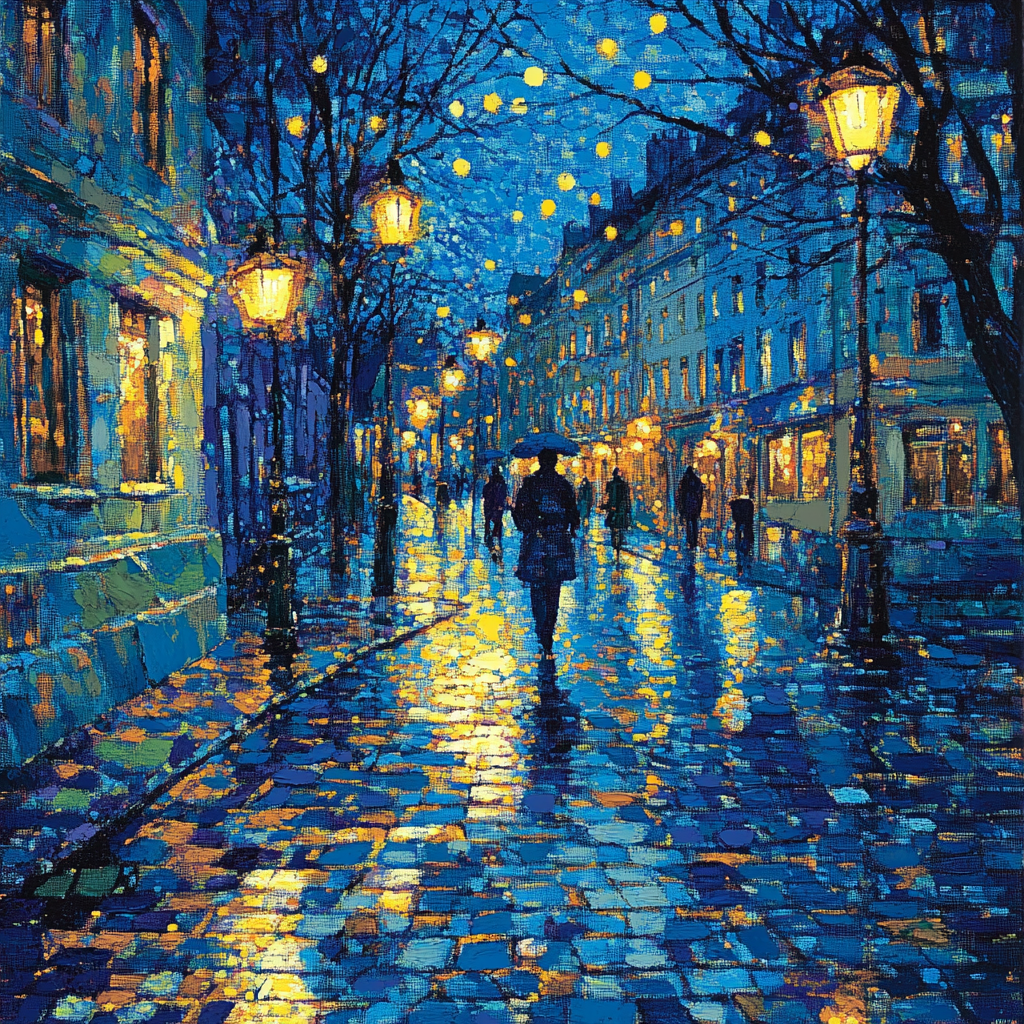 Seurat Inspired Pointillist Citylights paint by numbers