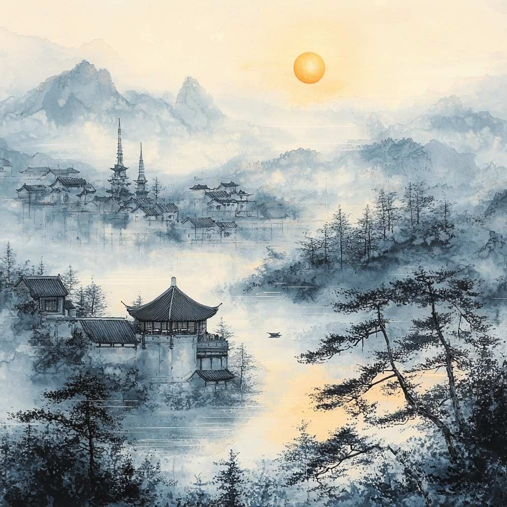 Zhao Mengfu Inspired Harmony Of Light And Shadow Number Painting