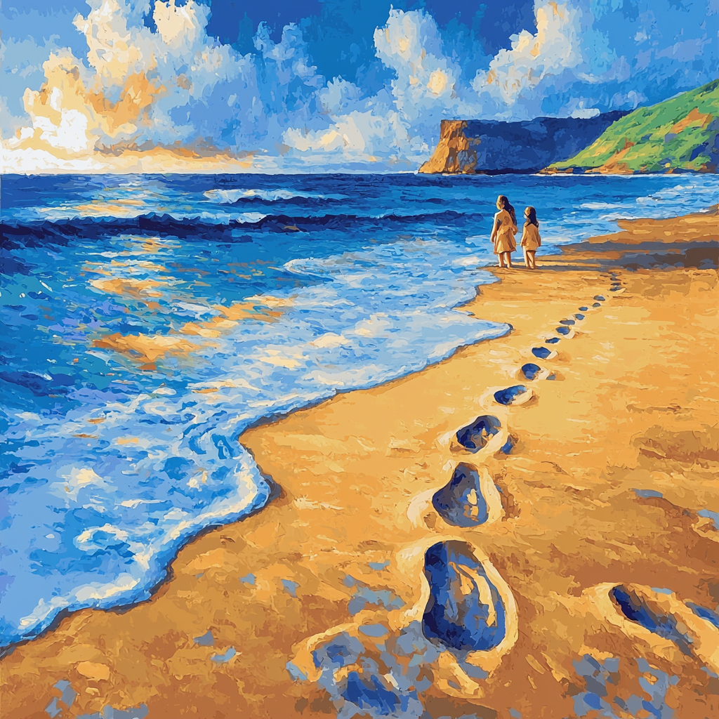 Footsteps In The Sand Paint By Numbers