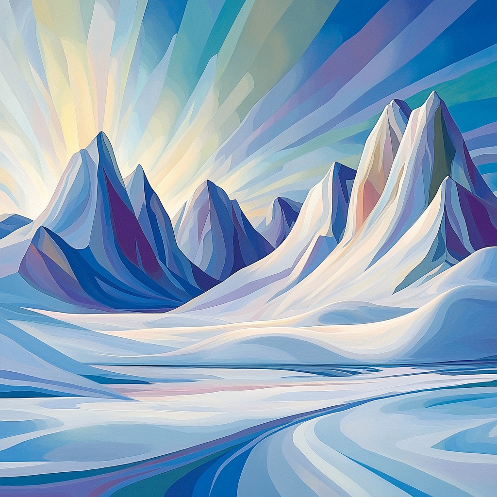 Lawren Harris Inspired Celestial Arctic Mountainscape paint by number