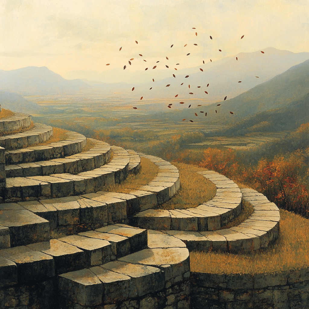 Zhao Mengfu Inspired Autumn Wind Over Stone Steps paint by color