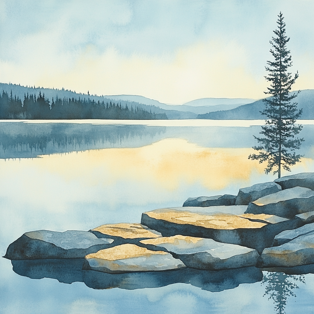 Franklin Carmichael Inspired Crystal Lake At Dawn painting number kit