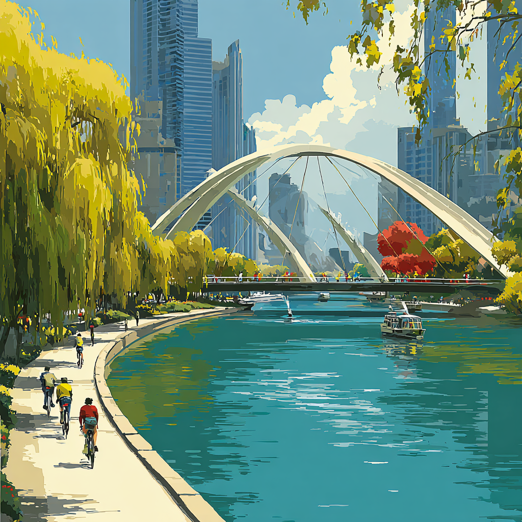 Seoul Han River Cycling Path South Korea paint by number