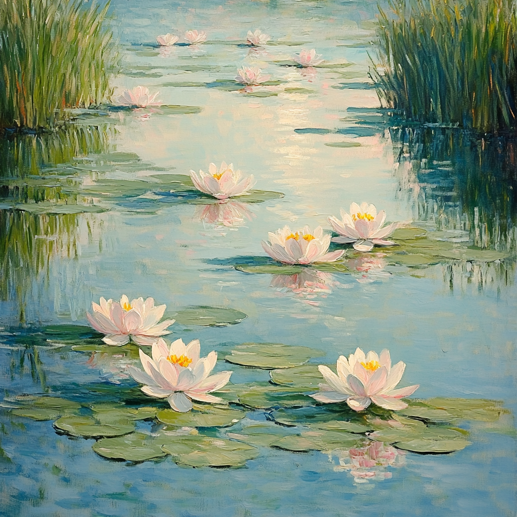 Monet Inspired Lilies On Tranquil Pond paint by number