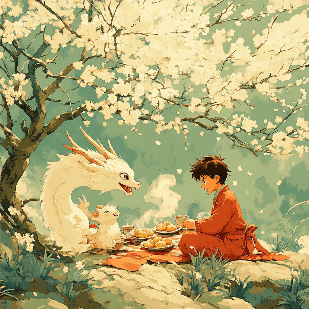 Mulan And Mushu Picnic painting number kit