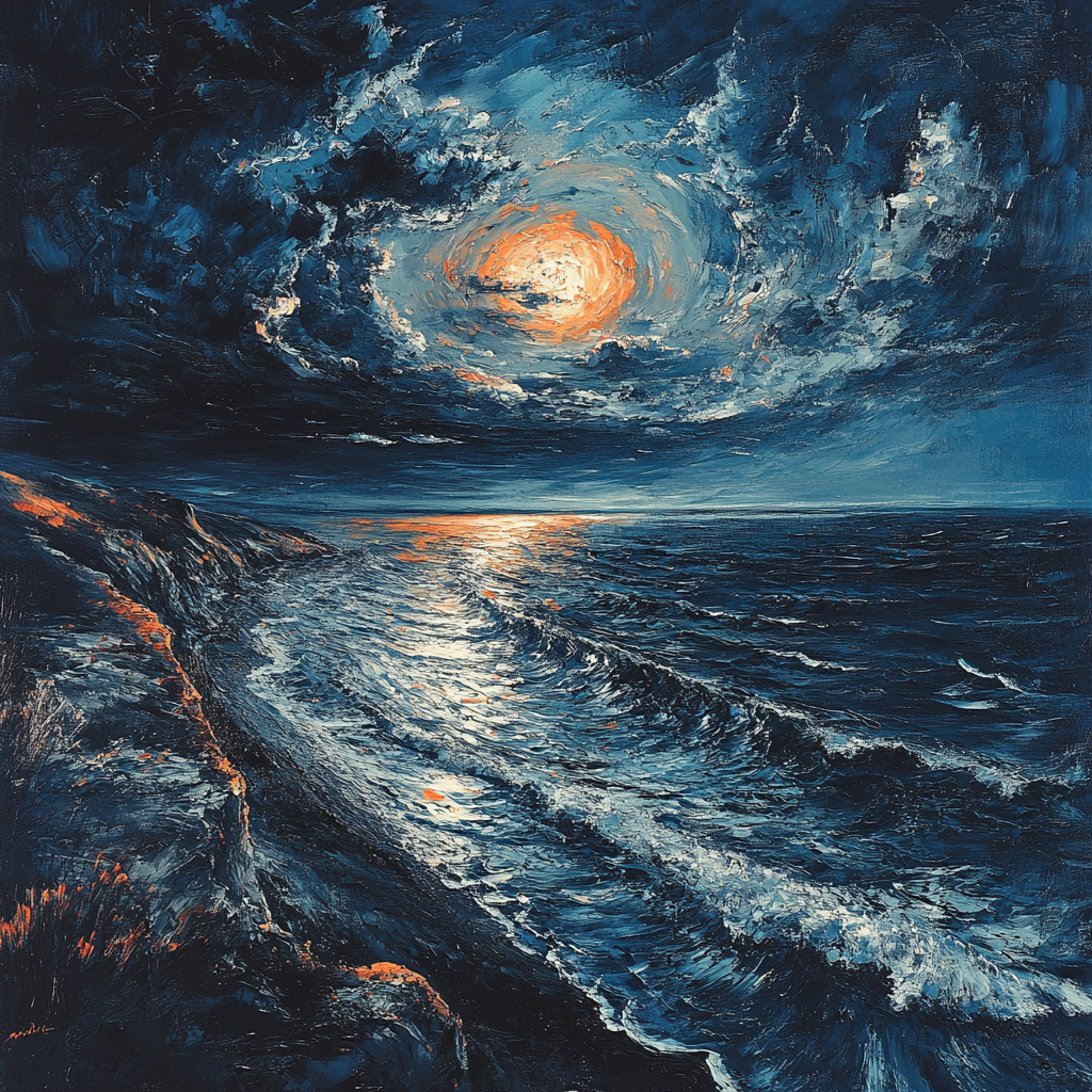 Edvard Munch Inspired Stormy Shore paint by number