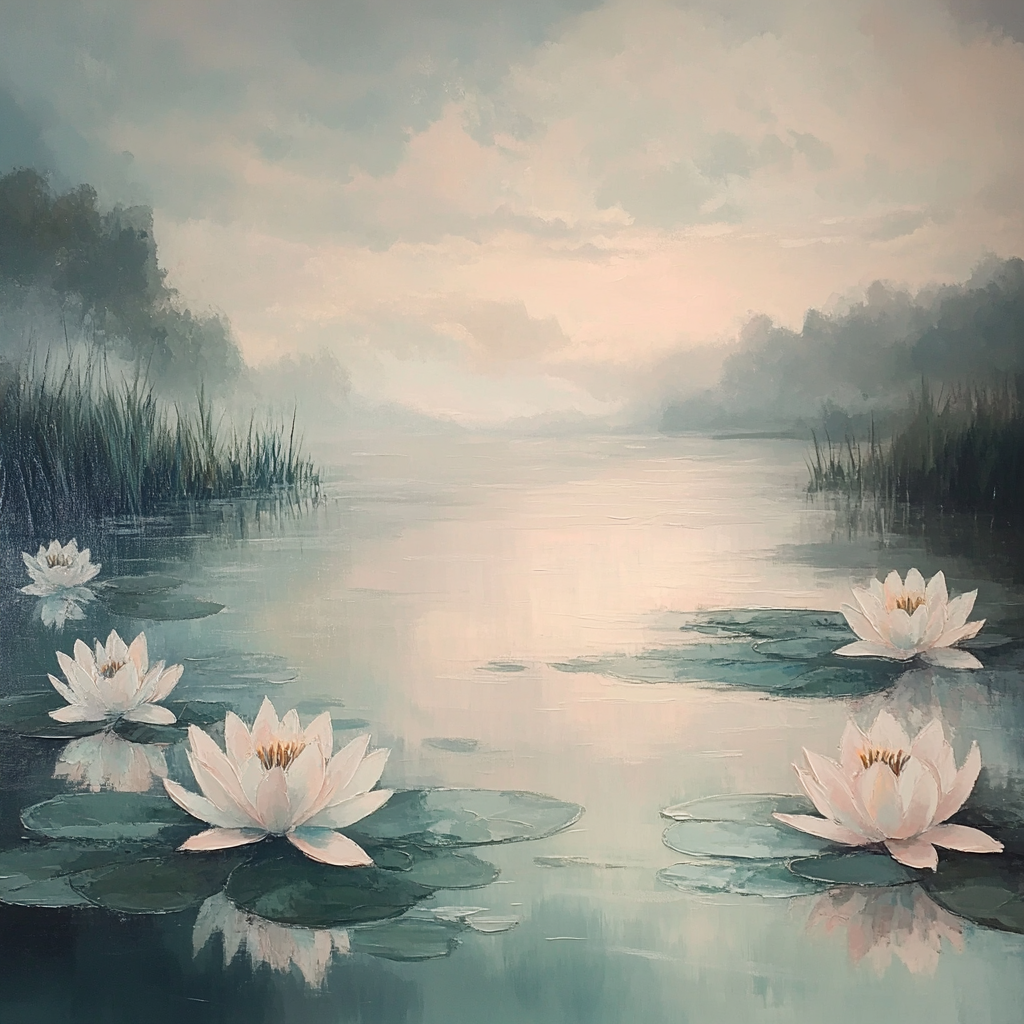 Monet Inspired Lagoon At Sunrise paint by number