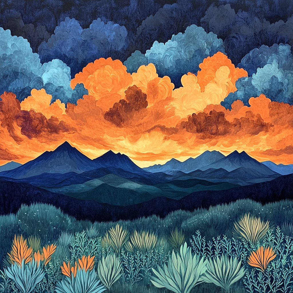 Frederick Varley Inspired Storm Charged Mountains Beneath Radiant Skies paint by color