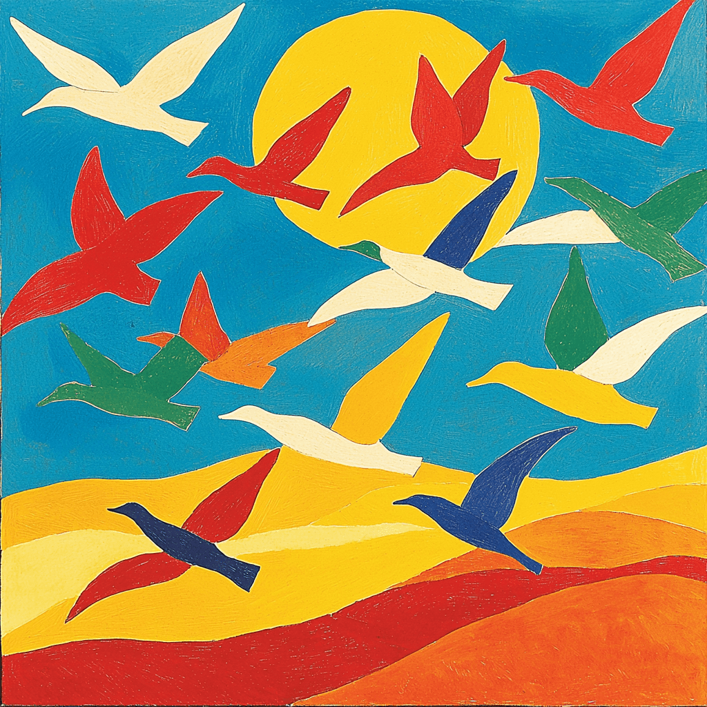 Henri Matisse Inspired Colorful Serenade Of Birds In Flight Paint By Numbers Kits