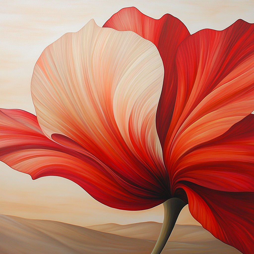 Georgia OKeeffe Inspired Red Petal Close Up DIY paint by numbers