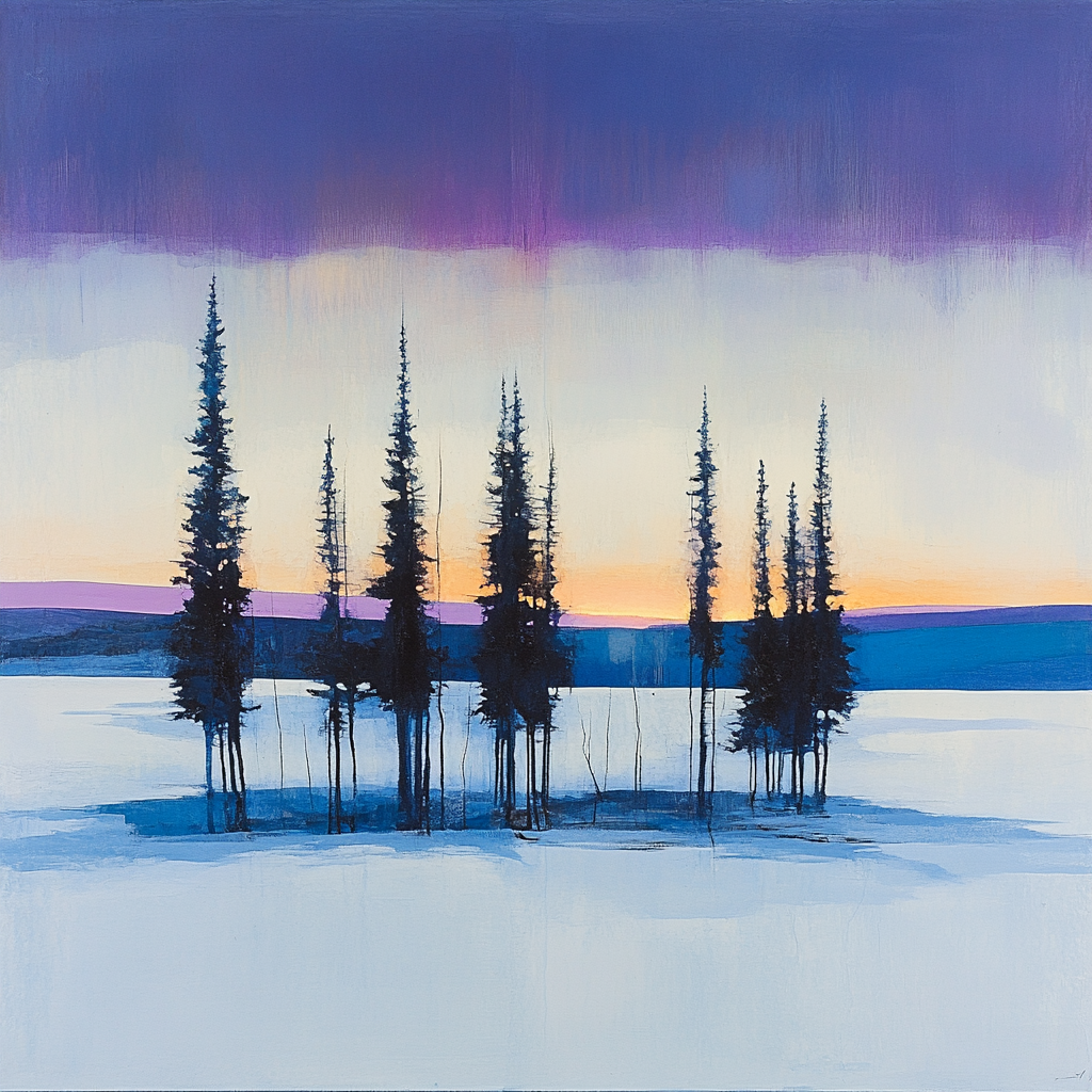 Lawren Harris Inspired Stark Pine Silhouette Horizon paint by number