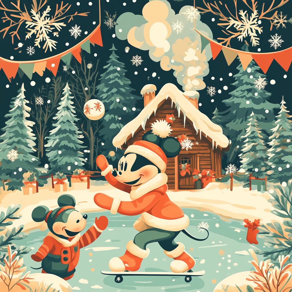 Snowball Skating With Minnie paint by numbers