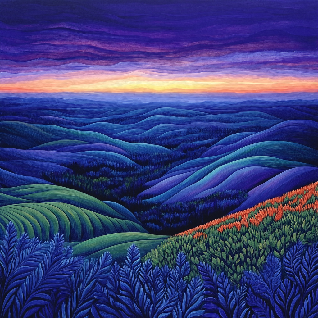 Frederick Varley Inspired Luminous Twilight Over Wind-Swept Hills Paint by numbers art