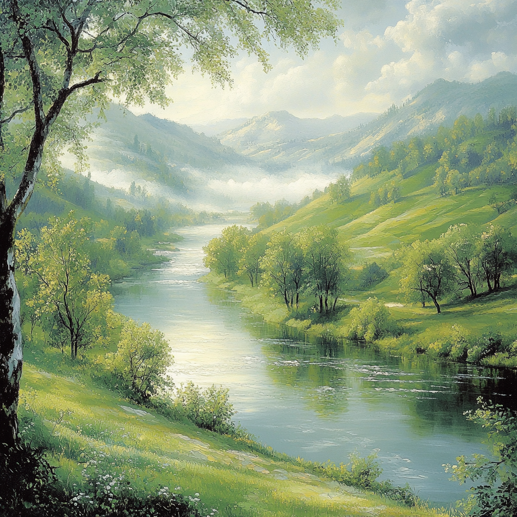 Zhao Mengfu Inspired Tranquil River Numbered painting kits