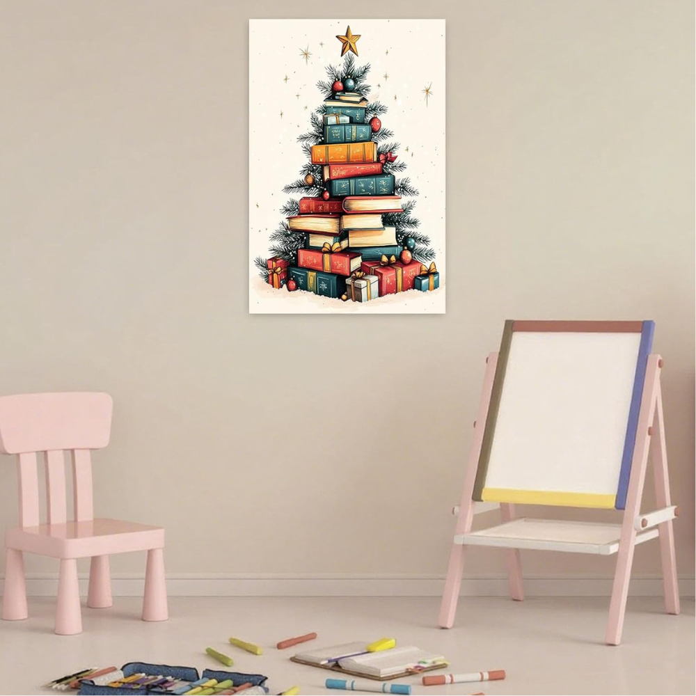 Christmas Paint by Numbers Kit with Easel Framed Canvas Set