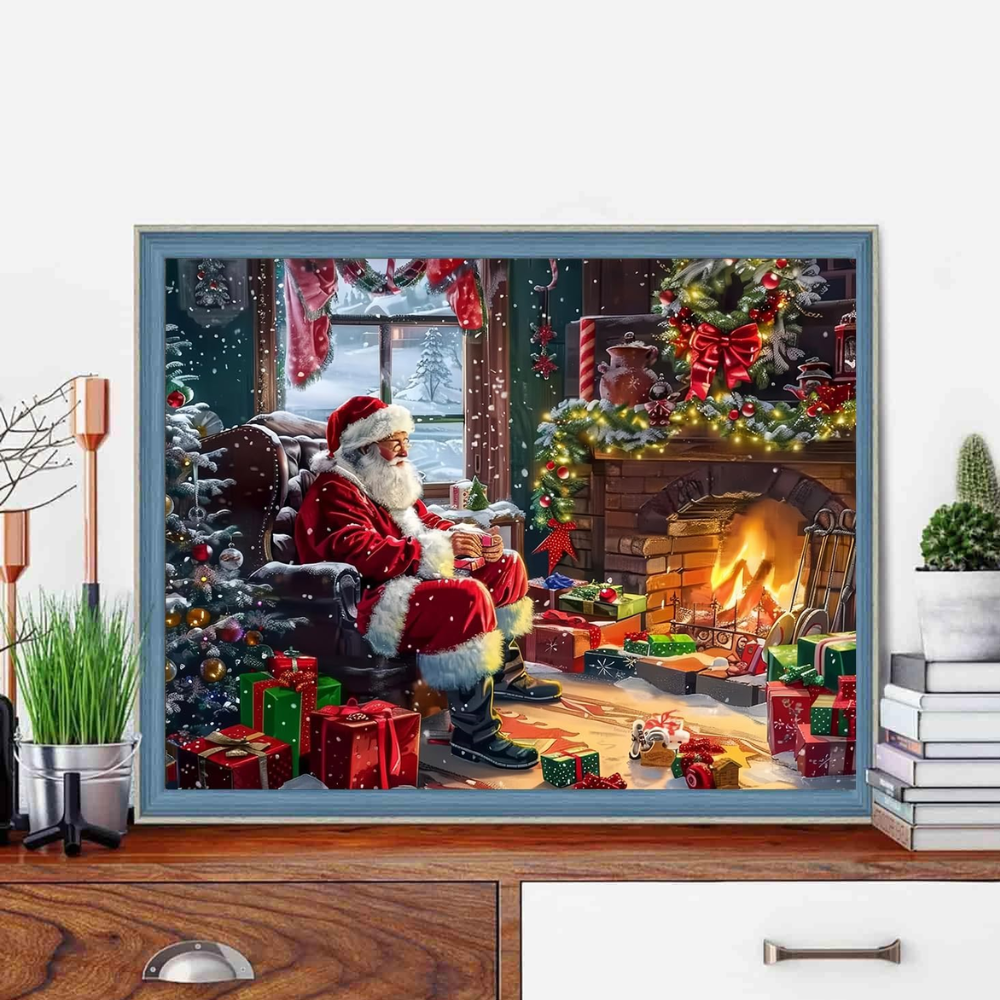 Christmas Landscape Paint by Numbers Kit Framed Canvas with Easel