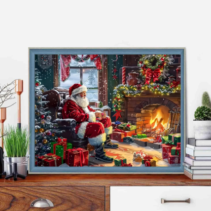 Christmas Landscape Paint by Numbers Kit Framed Canvas with Easel
