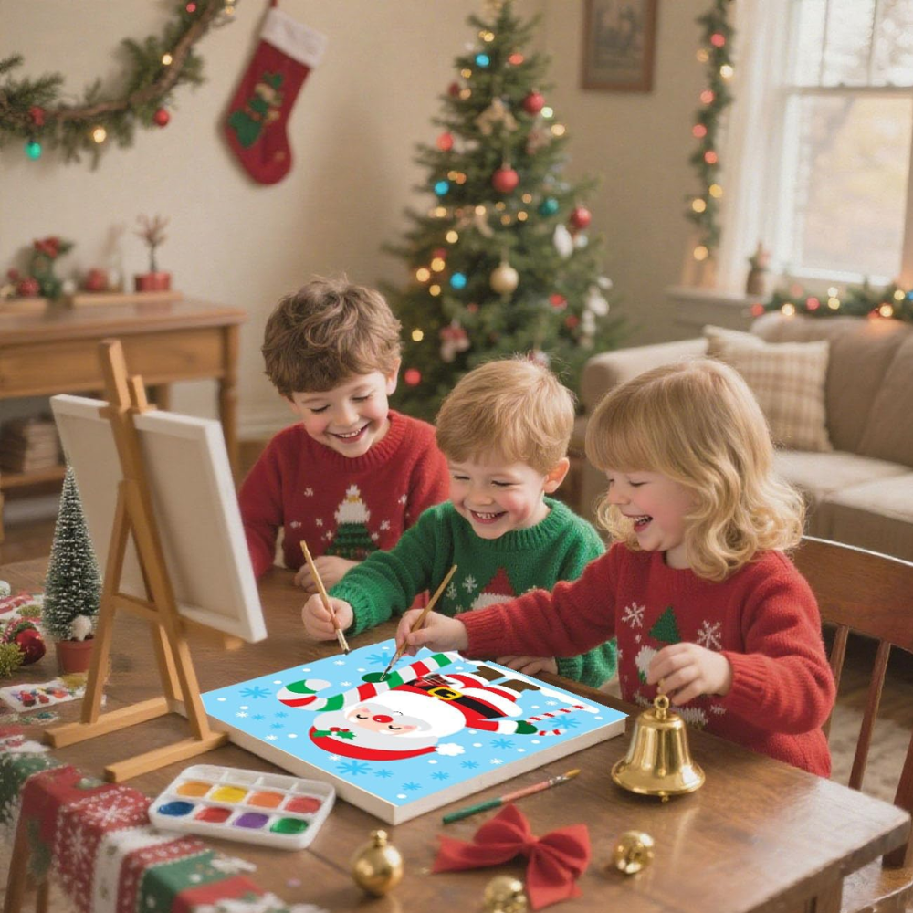 Christmas Paint by Numbers Kit for Kids with Frame and Easel
