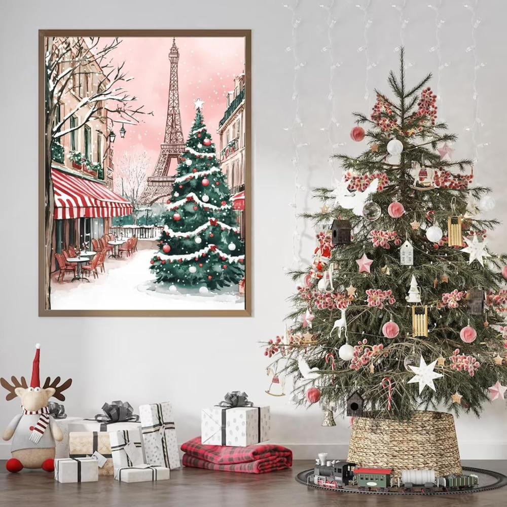 Christmas Paint by Numbers Kit Winter DIY Canvas Set Without Frame