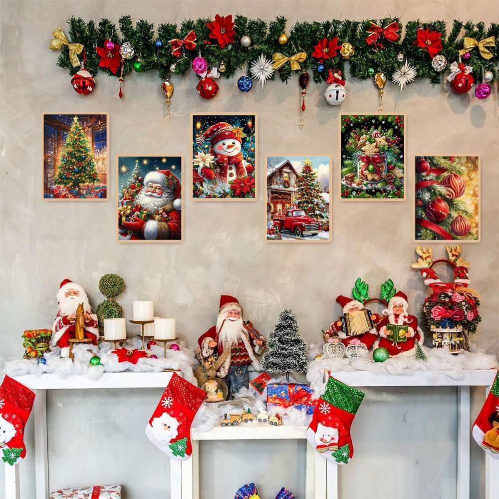 6 Pack Christmas Paint by Numbers DIY Canvas Set Without Frame