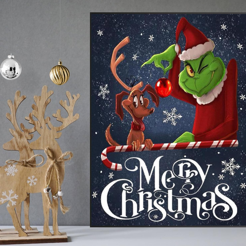 Christmas Paint by Numbers Framed Canvas Kit with Wooden Easel
