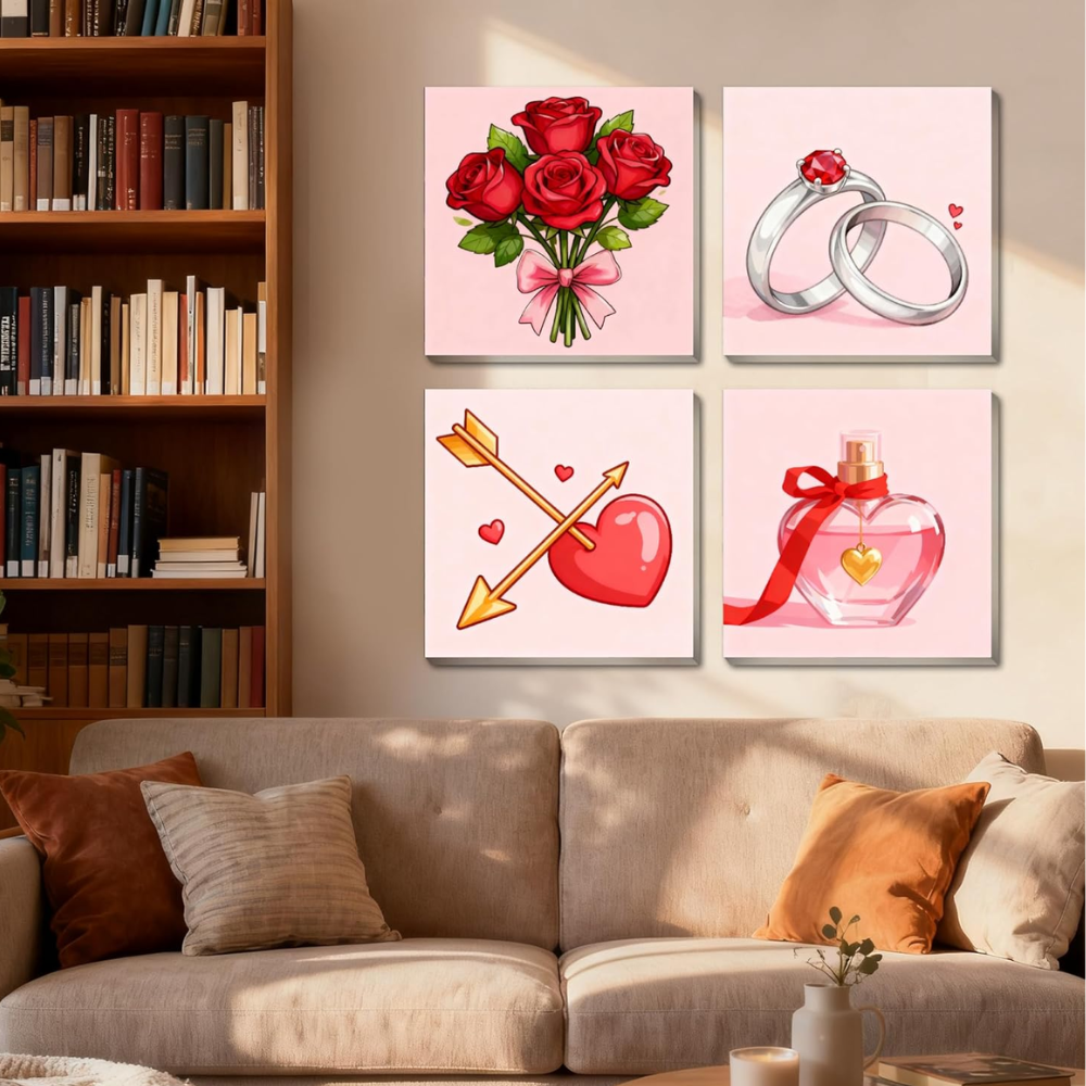 4 Pack Framed DIY Paint by Numbers Kit for Adults Beginner